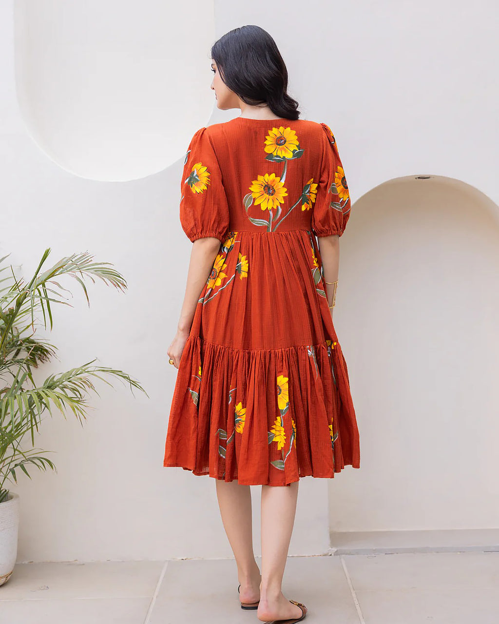 Women Brown Floral Kota Dress