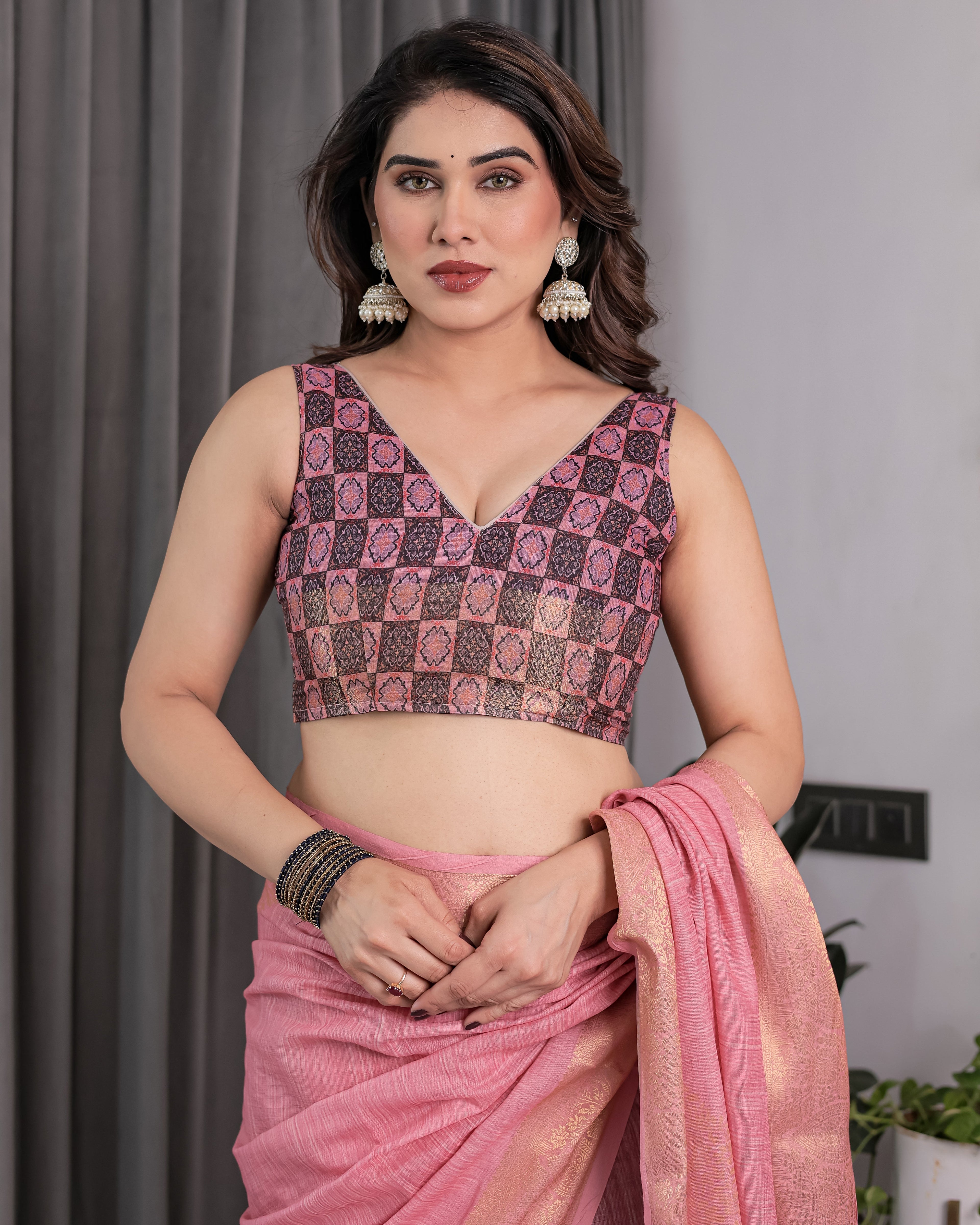 Peach Handloom Cotton Saree with Illustrated Story Panel Prints & Zari Border | Artistic Ethnic Wear | 5.5m Saree + 0.8m Blouse Piece